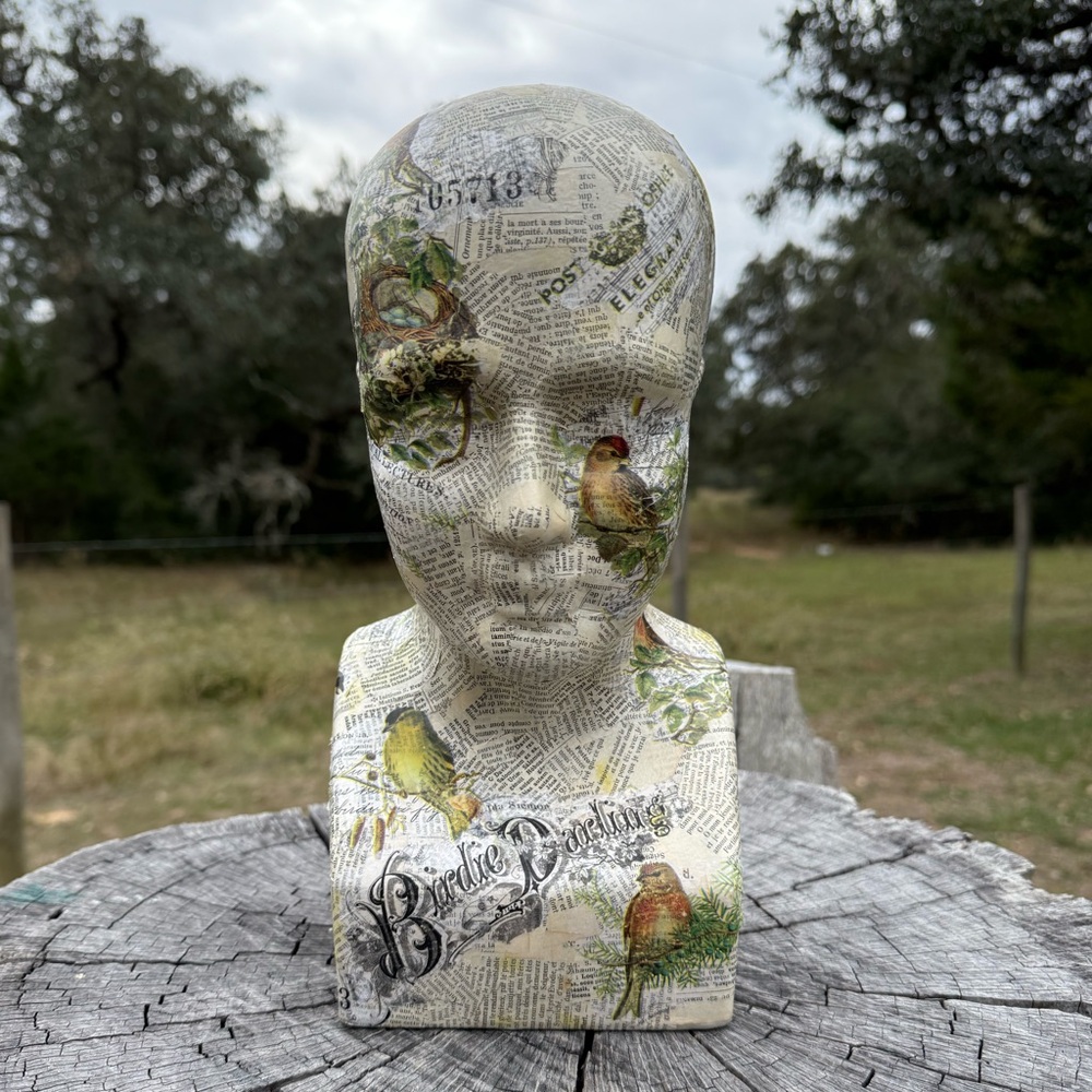 Decoupage Ceramic Head Bust